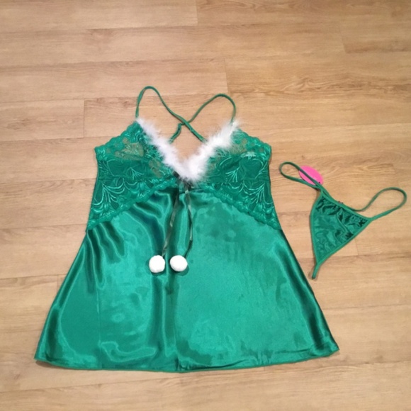 Women’s Satin Santa Claus Babydoll Lingerie - Picture 4 of 6